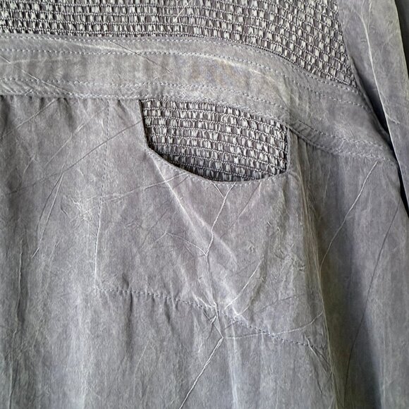 PRICE FIRM Vintage 80s Wild Rose Deep Blue Navy Silk Textured Blouse Large - Picture 3 of 10